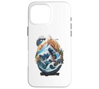 Nature's Harmony: Waves, Mountains, and Lighthouse Case for iPhone 16 Pro Max