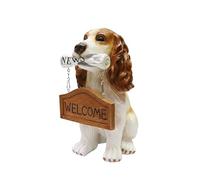 Nature's Mark Cocker Spaniel Dog Puppy Statue with Reversible Welcome Sign and Go Away Sign Resin Garden Decor 12" H