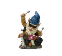 Nature's Mark Rock n Roll Gnome in a Band Playing Drums Resin Statue Figurine Home Garden Decorative Accent Décor (8" H)