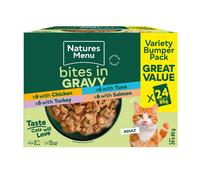 Natures Menu Bites in Gravy Pouches Mixed Pack - 24 x 85g