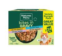 Natures Menu Bites in Gravy Variety Pack Wet Cat Food - 24 x 85g