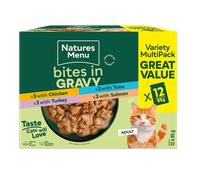 Natures Menu Bites in Gravy Variety Pack Wet Cat Food - 12 x 85g