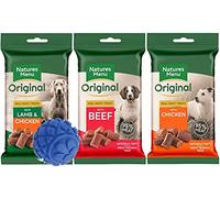 Natures Menu Original Real Meaty Treats (Chicken & Pork, Beef & Pork, Lamb, Chicken & Pork) 50g and Small Dog Toy Gift (may vary)