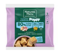 Natures Menu Raw Frozen 80% Turkey & Fish Puppy Nuggets - Size: 1kg