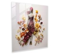 Nature's Mosaic - Flower Collage Glass Print - Born, Glass Art, Glass Wall Art, Glass Printing, 50.8 cm x 50.8 cm