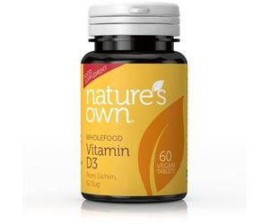 Nature's Own Vegan Vitamin D3 High Potency 2500 i.u. (60 Tablets)