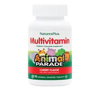 NaturesPlus Animal Parade Children's Multivitamin - Wholefood Kids Vitamins, Cherry Flavours - Chewable Animal Shaped Tablets - Gluten Free, Vegan -