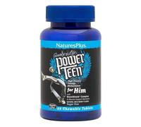 NaturesPlus Power Teen for Him - Tasty Plant Based Chewable Multi Vitamins and Minerals for Teen Boys - Vegan, Gluten Free - 60 Wild Berry Flavour Tablets
