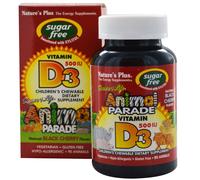 Nature's Plus, Source of Life, Animal Parade, Vitamin D3, Sugar Free, Natural Black Cherry Flavor, 500 IU, 90 Animals