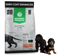 Nature's Protection Superior Care Dark Puppy Dry Food, Salmon & Rice 1.5kg | Dark Coat Enhancing, For Junior Dogs of All Breeds, Large Kibble, No Added Wheat, 77% Animal Protein
