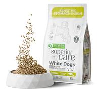 Nature's Protection Superior Care Grain Free Dog Food for Junior White Dogs - Hypoallergenic Dog Food with White Fish - Small Dog Dry Food Reduces Tear Stains, Promotes Healthy Skin & Coat, 1.5kg