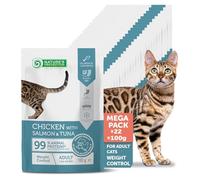 Nature's Protection Wet Cat Food for Adult Cats - Chicken, Salmon & Tuna Cat Food Pouches for Weight Control - Hypoallergenic Cat Wet Food - Sensitive Digestion, Lean Muscle Support (22 x 100g)