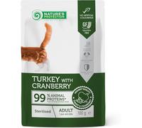 Nature's Protection Wet Cat Food for Sterilised Cats - Turkey & Cranberry Gluten Free Cat Food Pouches for Adult Cats - Hairball Control, Sensitive Digestion, Healthy Skin & Coat (22 x 100g)