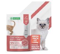 Nature's Protection Wet Kitten Food - Chicken, Beef & Lamb Cat Food Pouches for Healthy Growth - Hypoallergenic Grain Free Kitten Food - Sensitive Digestion, Immune Support (22 x 100g)
