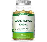 Cod Liver Oil Capsules High Strength | 1000mg | 60 Softgels with Omega 3, Vitamin D and A | Providing DHA & EPA | Nature's Truth