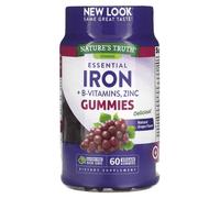 Nature's Truth, Essential Iron + B-Vitamins, Zinc, Natural Grape, 60 Vegan Gummies