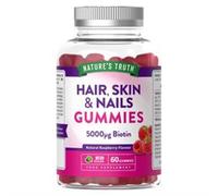 Nature's Truth Hair Skin & Nails Biotin 5000ug Raspberry 60 Gummies
