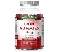 Iron Gummies with Vitamin C | 14mg High Strength Iron Supplement | Natural Cherry Flavour | 60 Gummies | Vegan | for Men & Women | Nature's Truth