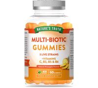 Nature's Truth Multi-Biotic 3 Live Strains + Vits C, B3, B5 & B6 - 60 Gummies - Pineapple Flavour in Clear | Size: Pack of 60 Nature's Truth Clear Pack of 60