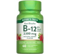Nature's Truth Vitamin B12 with Folic Acid - 60 Vegan Tablets - Fatigue and Immune System Support