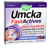 Nature's Way, Umcka, Fast Actives, Cold + Flu Relief, Non-Drowsy, Berry Flavor, 10 Powder Packets