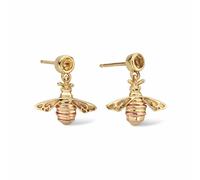 Nature's Wonder 9ct Solid Gold Honey Bee Drop Earrings with Citrine Clogau Metallics One Size