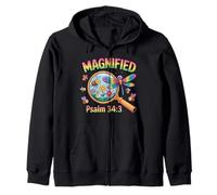 Nature's Wonders: Bees and Blooms Inspired by Psalm 34:3 Zip Hoodie