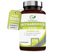 Natures Zest Saccharomyces Boulardii 20 Billion CFU - 120 High Strength Vegan Capsules | 4 Month Supply Live Cultures with FOS Fibre, Men & Women, UK Made