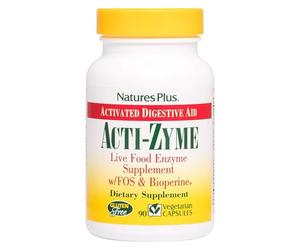 NaturesPlus ActiZyme - Digestive Enzyme Supplement with Pro & Prebiotics, Bromelain, Lactase, Legumase, Proteolitic Enzymes - Gluten Free, Vegan - 90 Capsules