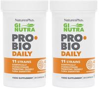 NaturesPlus GI NUTRA Pro Bio Daily - Probiotic and Prebiotic Supplement, 11 Strains, 40 Billion CFU, with Acai Fibre - Gluten Free, Vegan - 30 Capsules (Pack of 2)