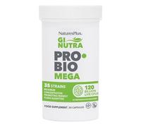 NaturesPlus GI NUTRA Pro Bio MEGA - 120 Billion CFU Probiotics for Women and Men - 35 Science Backed Live Bacteria with Gut Friendly Prebiotic Fibre - Vegetarian, Gluten Free - 30 Capsules