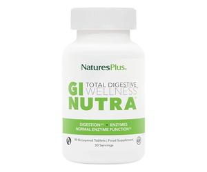 NaturesPlus GI Nutra Total Digestive Wellness - Enzyme Supplement with Live Bacteria, Prebiotics, Glutamine & Calcium for Gut & Digestion - Vegetarian, Gluten-Free - 90 Tablets