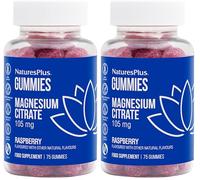NaturesPlus Gummies Magnesium Citrate - Magnesium Gummies, Raspberry Flavour - Energy, Relaxation and Bone Health - Vegan, Gluten Free - 75 Gummies (Pack of 2)