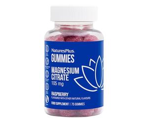 NaturesPlus Gummies Magnesium Citrate - Magnesium Gummies, Raspberry Flavour - Energy, Relaxation and Bone Health - Vegan, Gluten Free - 75 Gummies