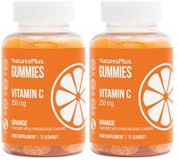 NaturesPlus Gummies Vitamin C Orange - Nutritious and Delicious Gummies for Collagen, Immune Function - Vegan, Gluten Free, Non-GMO - 75 Gummies (Pack of 2)