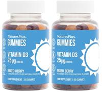 NaturesPlus Gummies Vitamin D3 1000 mg - Delicious Vitamin D3 Gummies Mixed Berries Flavour - Gluten Free, Gelatine Free, Vegetarian - 60 Gummies (Pack of 2)