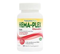 NaturesPlus Hema Plex Chewable Iron - Gentle Iron Supplement with Vitamin C, Methyl B12, Folate - Blood Health, Immune, Energy - Vegan, Gluten Free - 60 Chewable Tablets