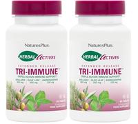 NaturesPlus Herbal Actives Tri Immune Tablets - Triple Action Immune Support with Zinc and Vitamin C, Olive Leaf, Arabinogalactans, Andrographis - Vegetarian, Gluten Free - 60 Tablets (Pack of 2)