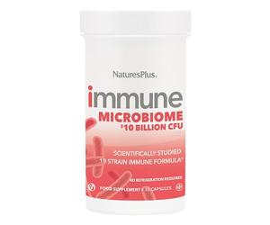 NaturesPlus Immune Microbiome 10 Billion CFU - Immune Support Probiotic Supplement -19 Strains, Prebiotics and Vitamin D3 - Vegan, Gluten Free - 30 Capsules