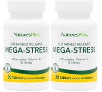 NaturesPlus Mega Stress - B Complex Supplement with Vitamin C, Magnesium, Biotin, Zinc - Energy and Stress Support - Vegetarian, Gluten Free - 30 Tablets (Pack of 2)