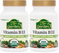 NaturesPlus Source of Life Garden Organic Vitamin B12-1000 mcg methylcobalamin - Active and Vegan Vitamin B12 Supplement - Gluten Free - 60 Capsules (Pack of 2)