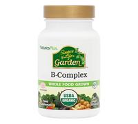 NaturesPlus Source of Life Garden Vegan Organic B Complex Supplement - Folate, Biotin, Methylcobalamin - Natural Plant-Based Vitamins - Energy, Immune, Skin, Metabolism - Gluten Free, 60 Capsules