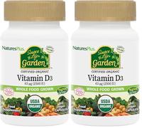 NaturesPlus Source of Life Garden Vitamin D3 2500IU Capsules - Organic and Vegan Vitamin D3 Supplement for Bone and Immune Support - Gluten Free - 60 Servings (Pack of 2)