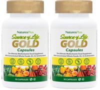 NaturesPlus Source of Life Gold Capsules - Whole Food Multivitamin with Superfoods for Men and Women - Energy & Immune Support - Iron-Free, Vegan, Gluten-Free - 90 Capsules (Pack of 2)