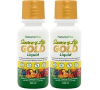 NaturesPlus Source of Life Gold Liquid 236ml - High Potency Food- Based Multivitamin and Mineral with Superfoods - Energy, Immune, Bones, Hydration - Vegetarian, Gluten Free (Pack of 2)