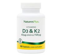 NaturesPlus Vitamin D3 2520IU with Vitamin K2 120mg - High Strength Vitamin D and K2 Supplement, Bone and Immune Support - One a Day, Gluten Free, Vegetarian - 90 Tablets