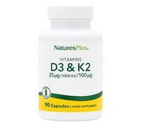 NaturesPlus Vitamin D3 & K2-1000 IU Vitamin D Supplement with 100 mcg Vitamin K - Bones and Immune System Support - Gluten Free, Vegetarian - 90 Capsules