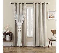 naturetalk 90%-95% Blackout Curtains with Crushed Sheer - 2 Pieces Drape Panels Set - Antique Silver Grommet Top - Light Brown - 52" W x 108" L (2 Panels)