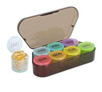 NatureTouch Weekly Pill Organizer, BPA Free Medicine Organizer Rainbow 7 Day Pill Box, Daily Portable Pill Conatainer for Pills/Vitamin/Fish Oil/Supplements [Lastest Version],Black