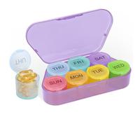 NatureTouch Weekly Pill Organizer, BPA Free Medicine Organizer Rainbow 7 Day Pill Box, Daily Portable Pill Conatainer for Pills/Vitamin/Fish Oil/Supplements [Lastest Version],Purple
